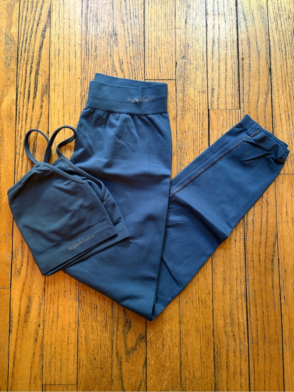 Organic Basics Navy Blue Leggings with Matching Sports Bra